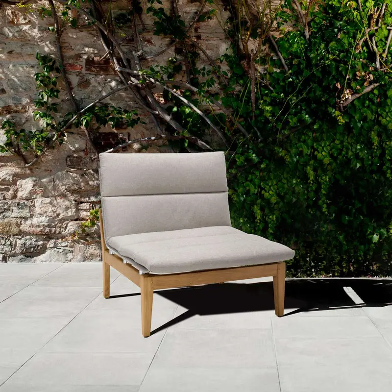 Arno Outdoor Modular Teak Wood Lounge Chair with Charcoal Olefin By Armen Living