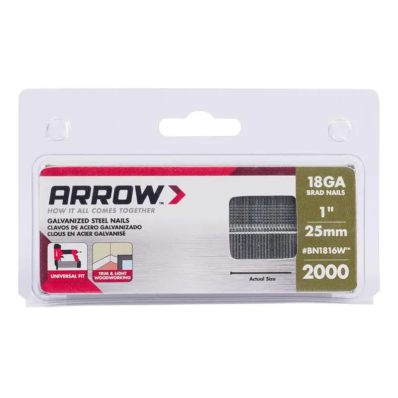 Arrow BN18 18 Ga. X 1 in. L Galvanized Steel Brad Nails 2000 pk 0.95 lb - Open Box