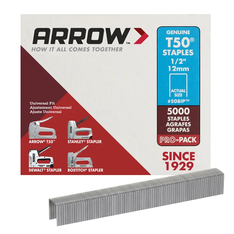 Arrow T50 3/8 in. W X 1/2 in. L 18 Ga. Flat Crown Heavy Duty Staples 5000 pk - Open Box