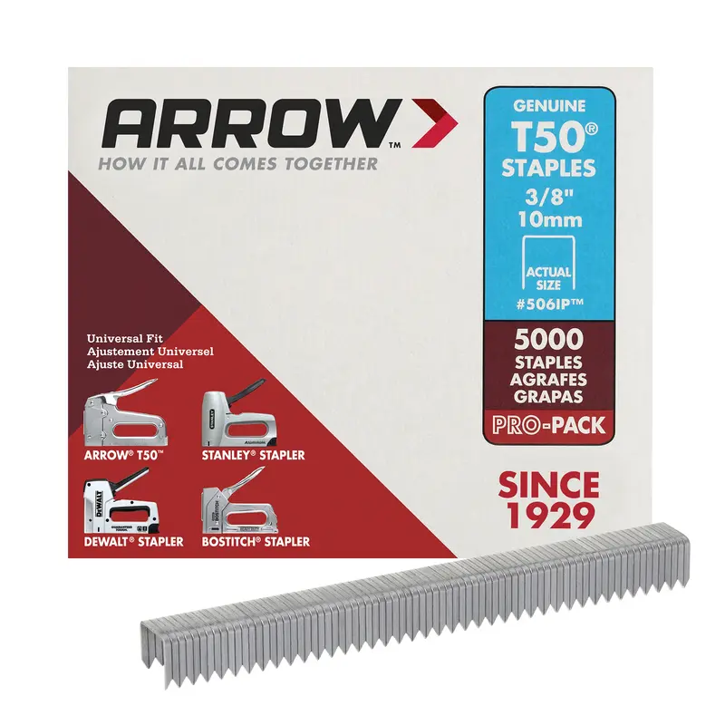 Arrow T50 3/8 in. W X 3/8 in. L 18 Ga. Flat Crown Heavy Duty Staples 5000 pk - Deal of The Week
