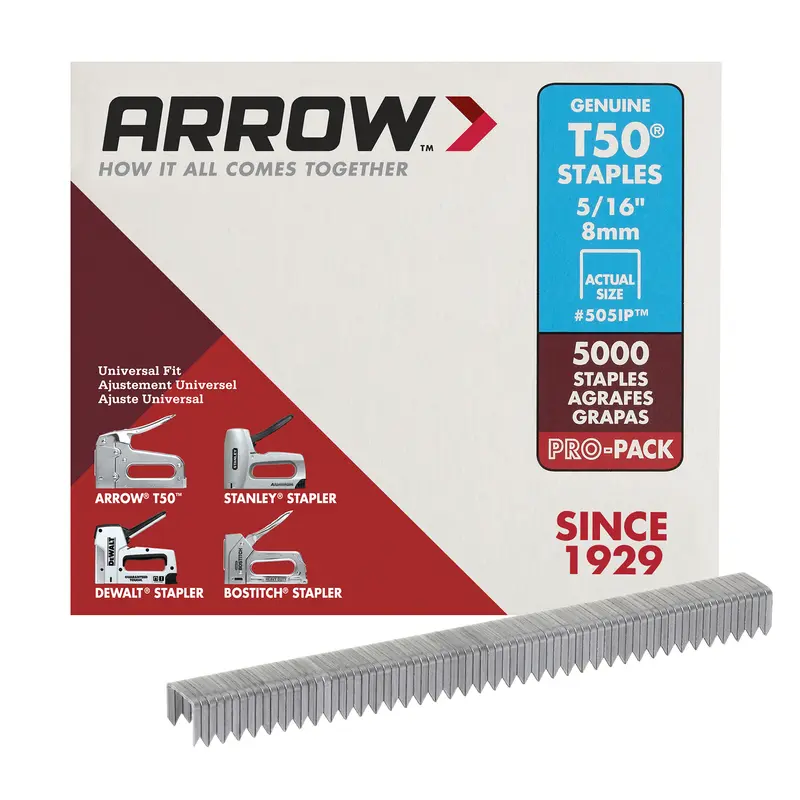 Arrow T50 3/8 in. W X 5/16 in. L 18 Ga. Flat Crown Heavy Duty Staples 5000 pk - Deal of The Week