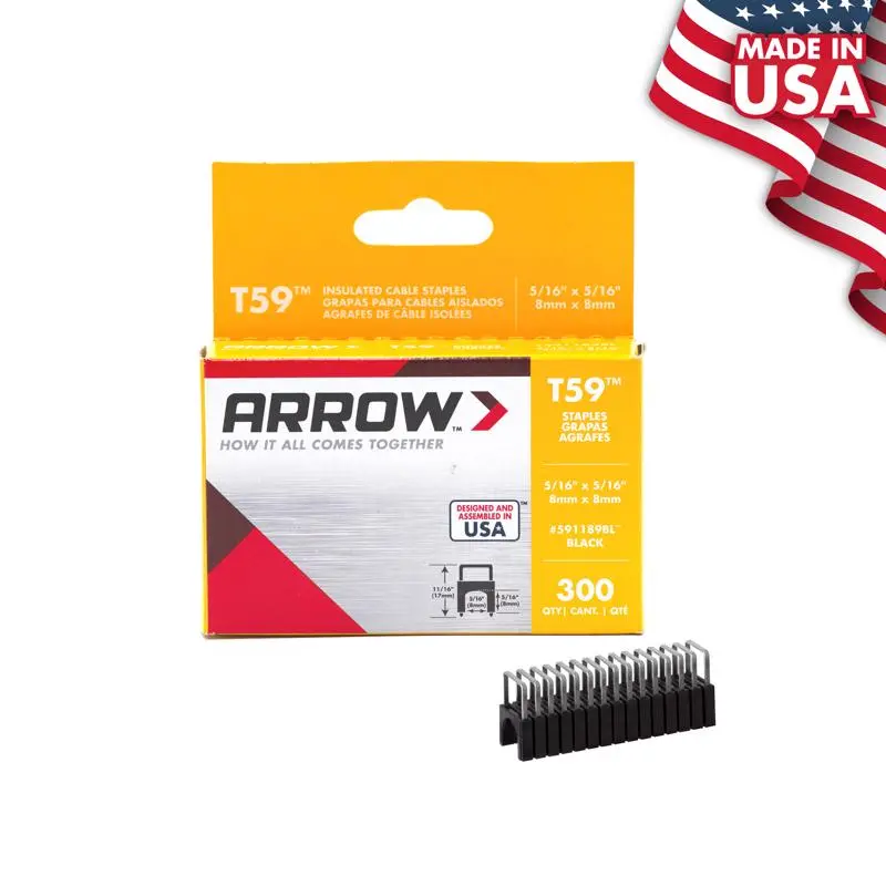 Arrow T59 5/16 in. W X 11/16 in. L 18 Ga. Wide Crown Insulated Staples 300 pk - Open Box