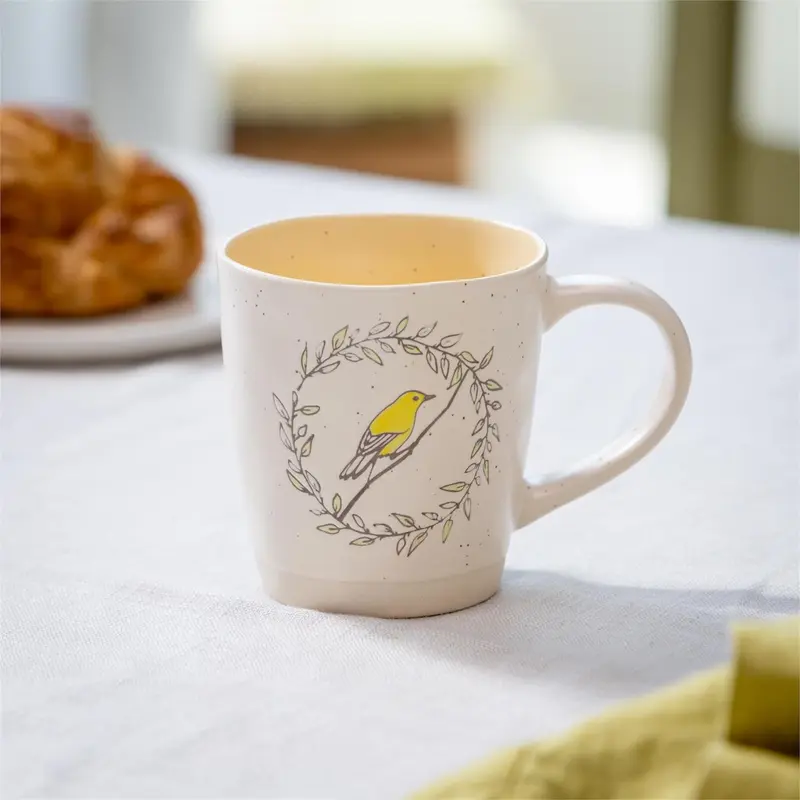 Artisan Series VIII Coffee Cup Ceramic Artisanal, Yellow Bird, 11oz, Gift Box