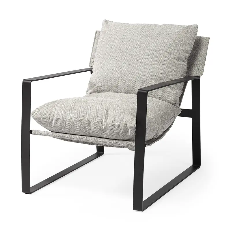 Ash Gray and Black Metal Sling Chair By Homeroots