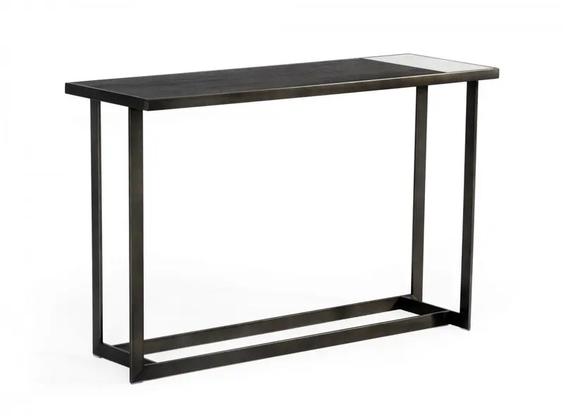 Asymmetrical 47" Antiqued Bronze Grey And Ceramic Console Table By Homeroots