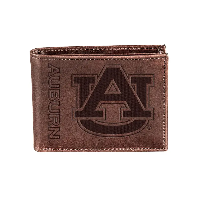 Auburn University, Bi-Fold Wallet, Brown, CH, 100% Genuine Leather