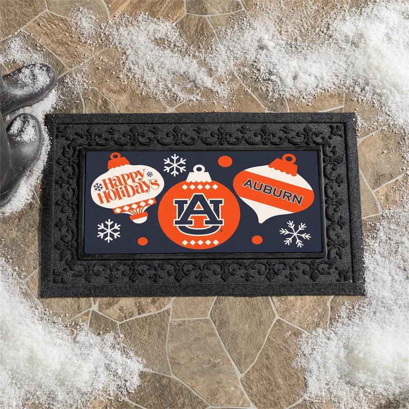 Auburn University Holiday Flocked Coir Sassafras Switch Mat, 22"x10"