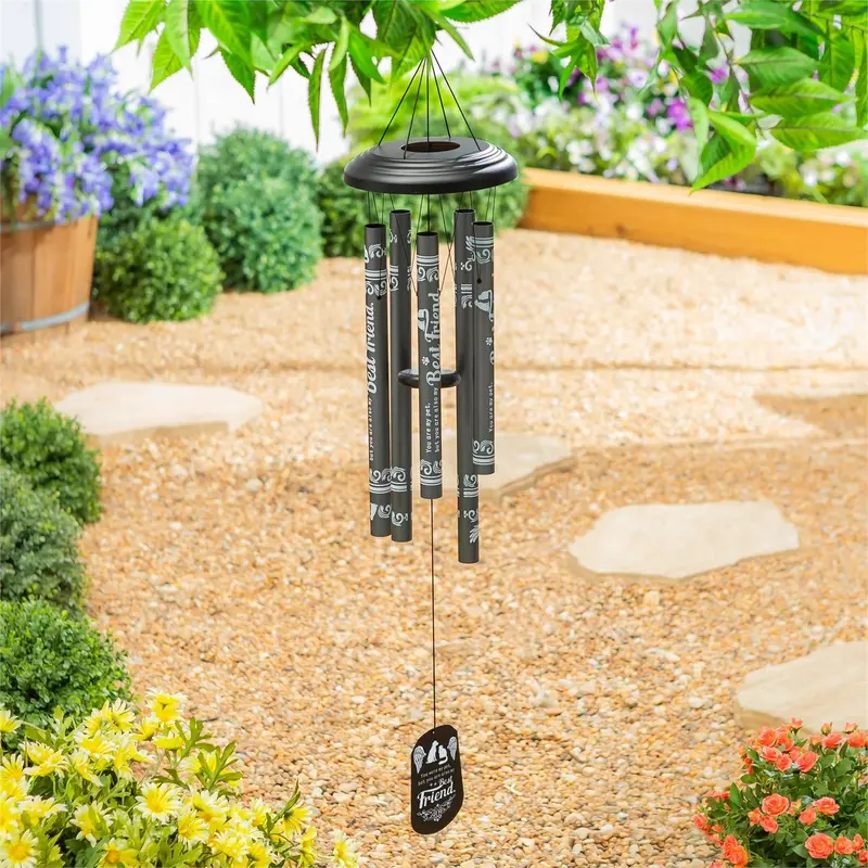 Avria Hand-Tuned Wind Chime, Metal, "Best Friend", Pet Memorial, 42"