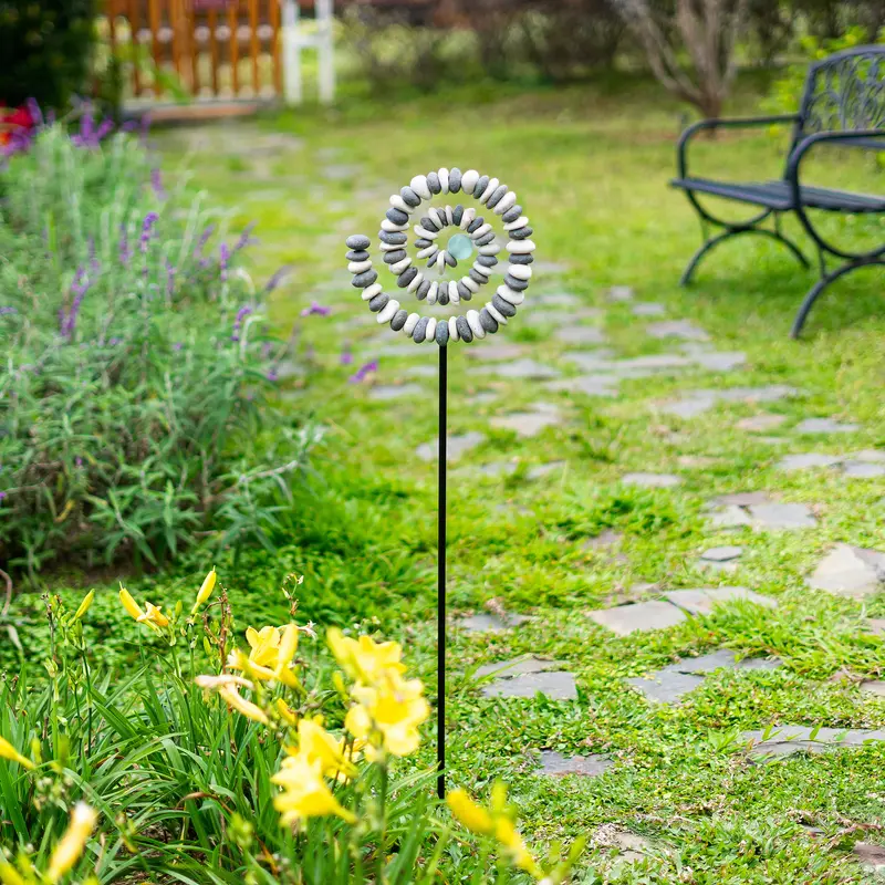 B&W Stone Spiral Garden Stake Set of 4 By Garden Age Supply