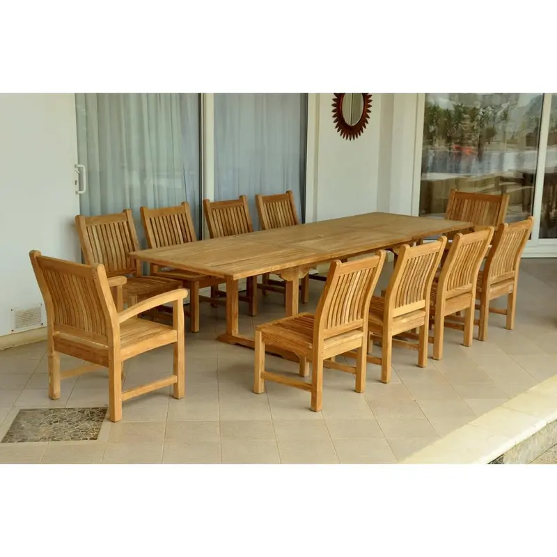Bahama Sahara 11-Pieces 10' Rectangular Dining Set By Anderson Teak