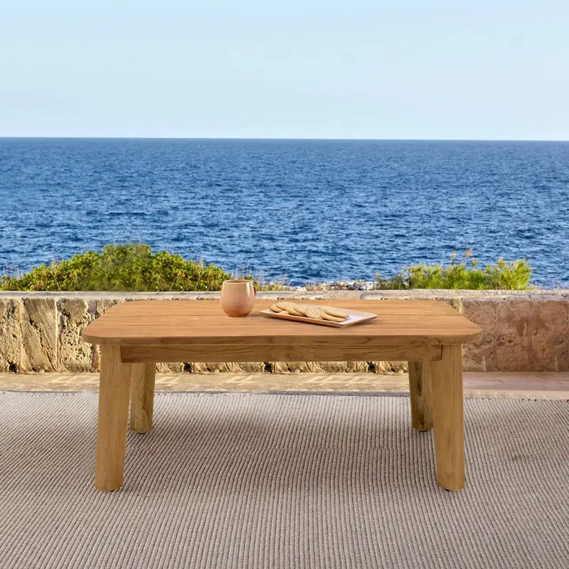 Bahamas Outdoor Rectangular Teak Wood Coffee Table By Armen Living