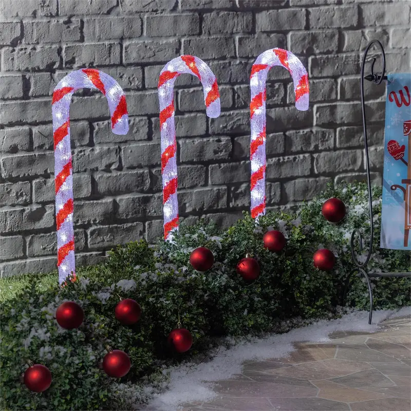Baking Spirits Bright Garden Path Lighting, Acrylic LED Path Lights, Candy Cane, 27.5"H
