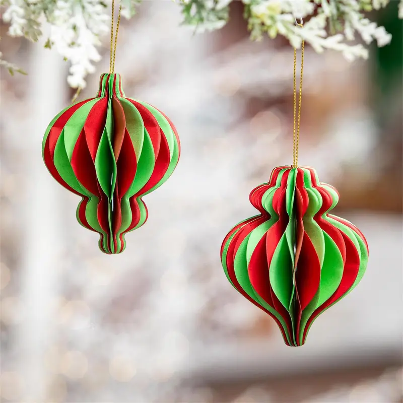 Baking Spirits Bright Ornament Candy Striped Foldable Paper, Asst, 4.25"H