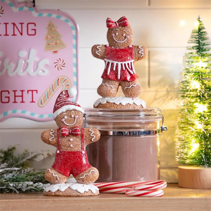 Baking Spirits Bright Table Decor Resin Gingerbread, 6.25", Asst of 2