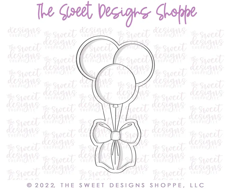 Balloons with Bow - Cookie Cutter