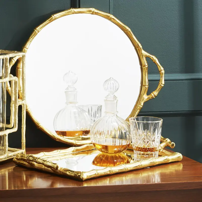 Bamboo Mirror Tray Asst 2 Designs By Tozai Home