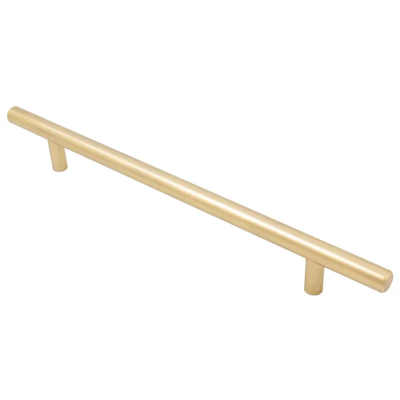 Bar Cabinet Pull, 192 Millimeters, 272mm Overall Length, Satin Brass by Stone Harbor Hardware
