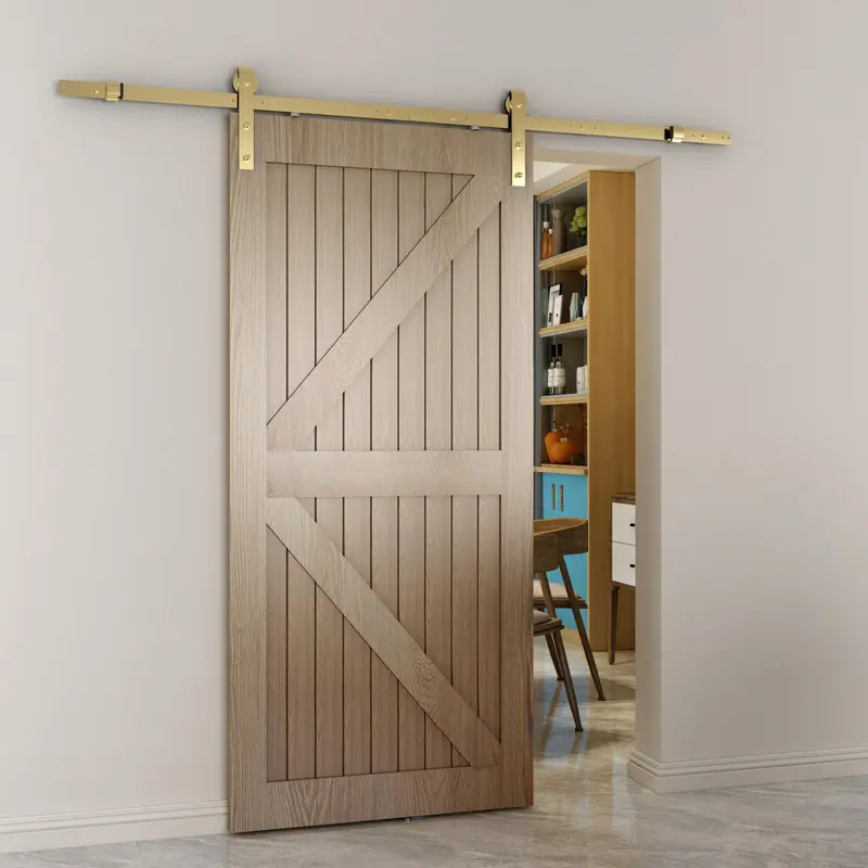 Barn Strap Sliding Door Set for 36 inch Doors - Satin Brass - Open Box