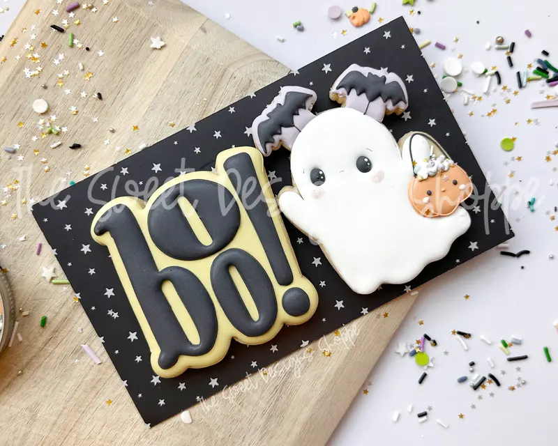 Bat Headband Ghost & Boo Plaque Cookie Cutter Set - Set of 2 - Cookie Cutters