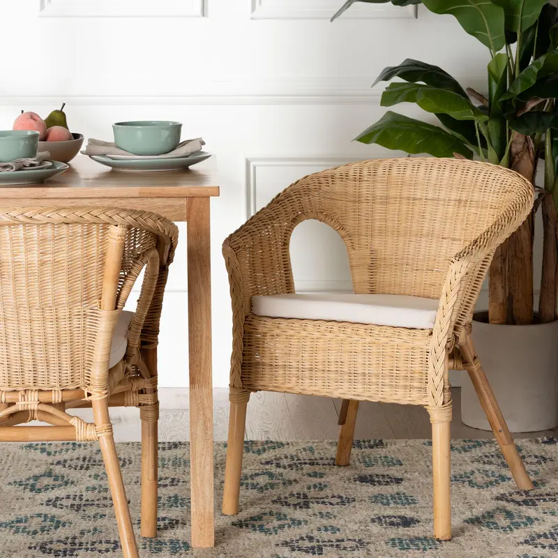 Baxton Studio bali & pari Abbey Modern Bohemian Natural Rattan Dining Chair