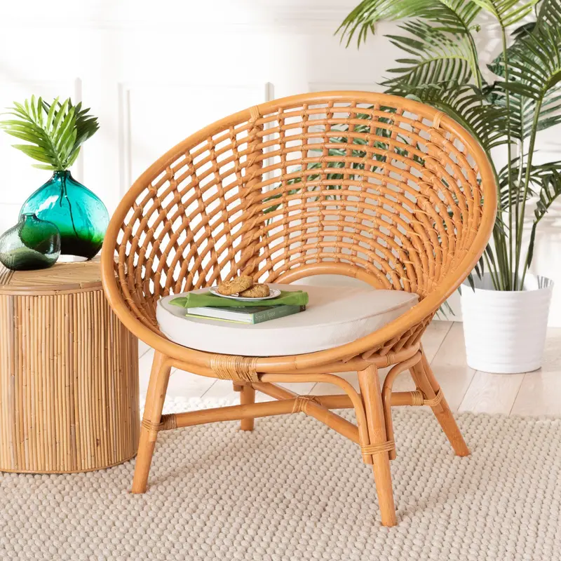 Baxton Studio bali & pari Aerin Modern Bohemian Natural Rattan Accent Chair