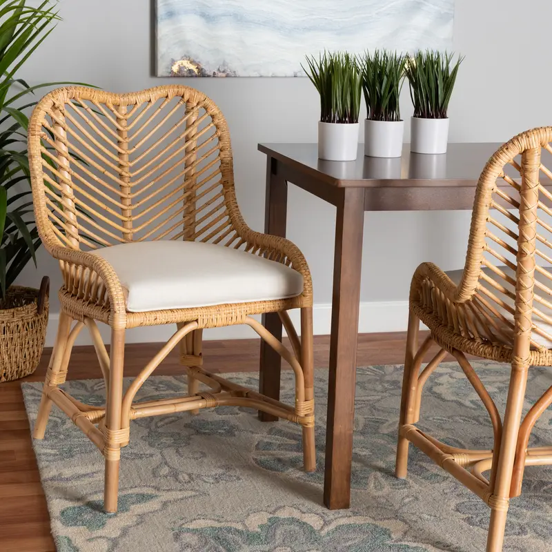 Baxton Studio bali & pari Arween Modern Bohemian Natural Brown Rattan Dining Chair