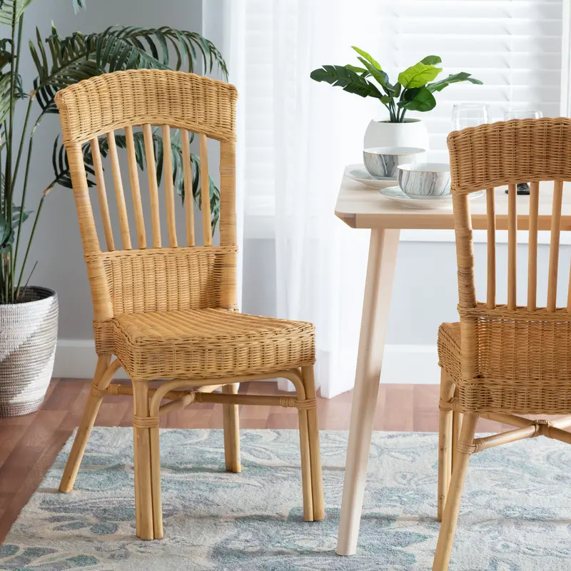Baxton Studio bali & pari Barito Modern Bohemian Natural Brown Rattan Dining Chair
