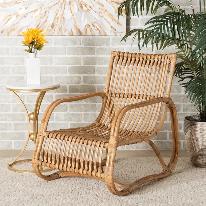 Baxton Studio bali & pari Blanca Modern Bohemian Natural Rattan Accent Chair