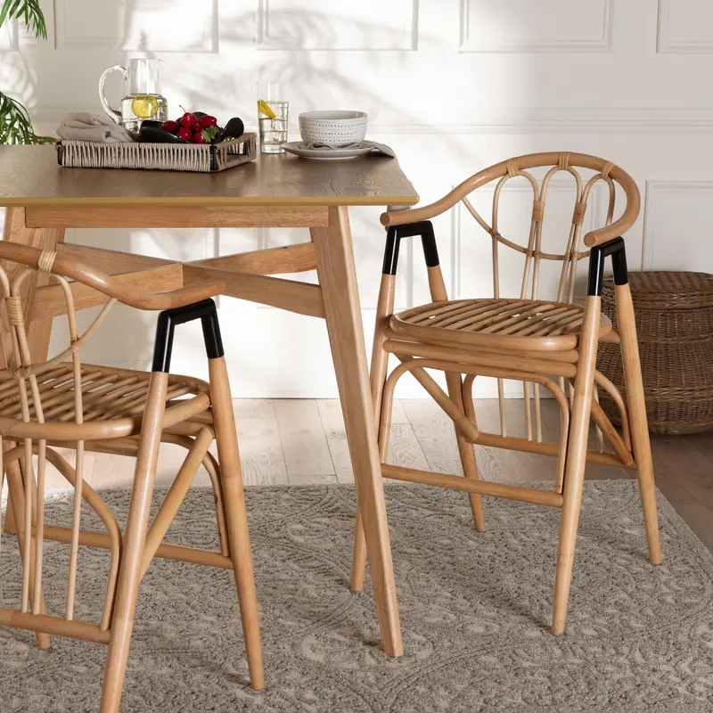 Baxton Studio bali & pari Cyntia Modern Bohemian Natural Brown Rattan Counter Stool