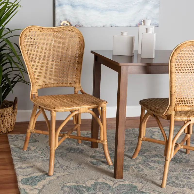 Baxton Studio bali & pari Irene Modern Bohemian Natural Rattan Dining Chair