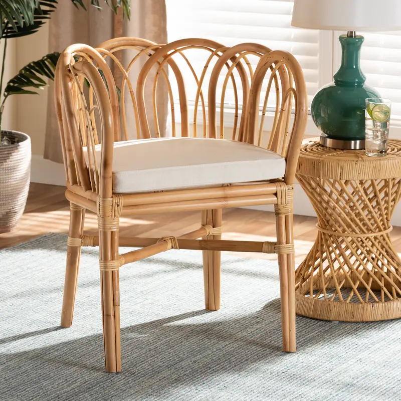 Baxton Studio bali & pari Melody Modern and Contemporary Natural Finished Rattan Dining Chair