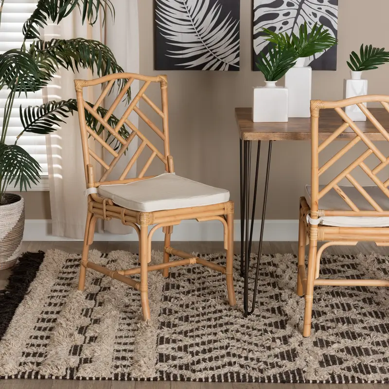Baxton Studio bali & pari Rio Modern Bohemian Natural Brown Rattan Dining Chair