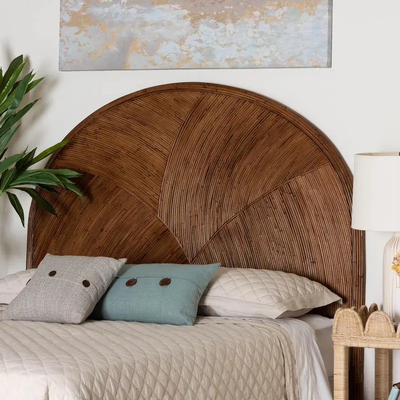 Baxton Studio bali & pari Seana Bohemian Dark Brown Rattan King Size Standalone Headboard