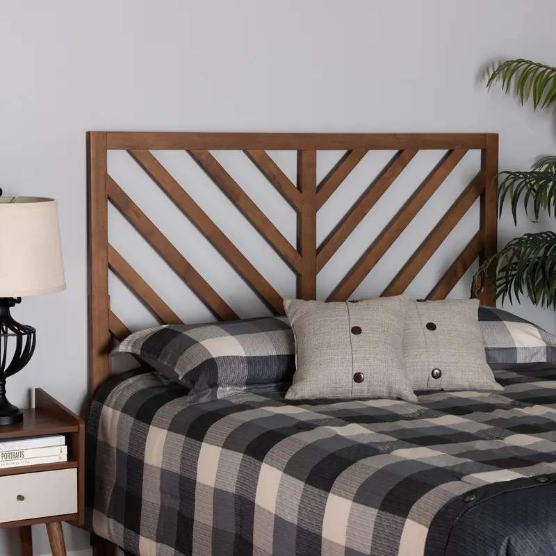 Baxton Studio Belisma Modern and Contemporary Ash Walnut Finished Wood Queen Size Headboard