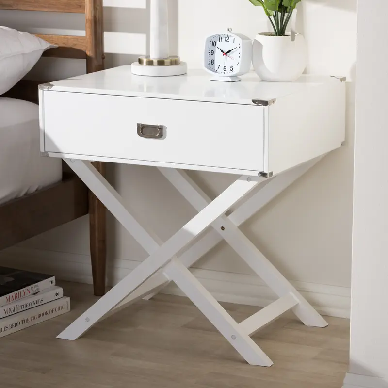 Baxton Studio Curtice Modern And Contemporary White 1-Drawer Wooden End Table