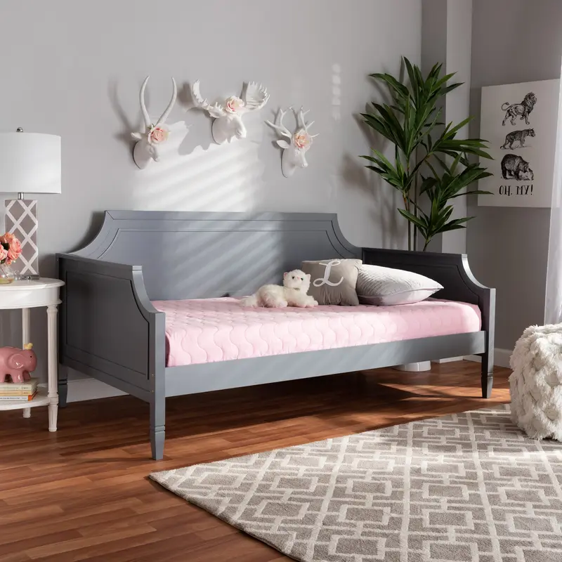 Baxton Studio Mariana Classic and Traditional Grey Finished Wood Full Size Daybed