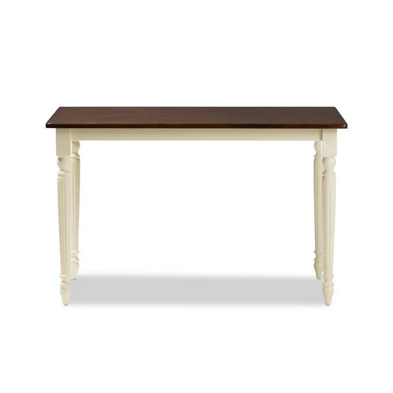 Baxton Studio Napoleon French Country Cottage Buttermilk and "Cherry" Brown Finishing Wood Dining Table