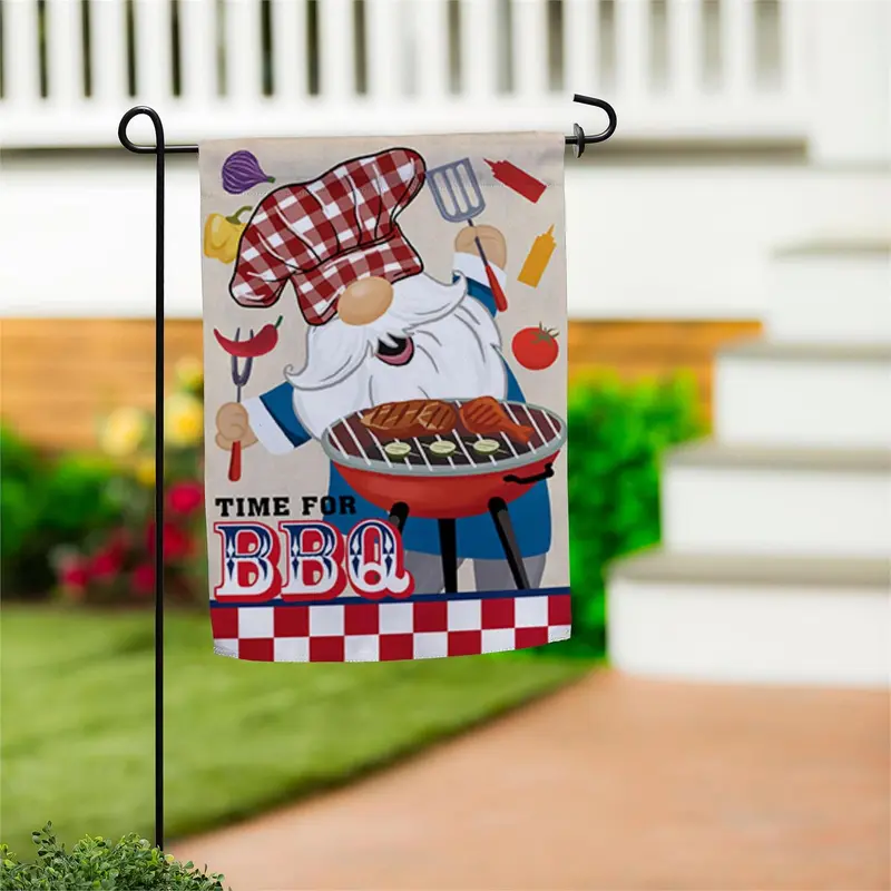 BBQ Gnome Suede Garden Flag