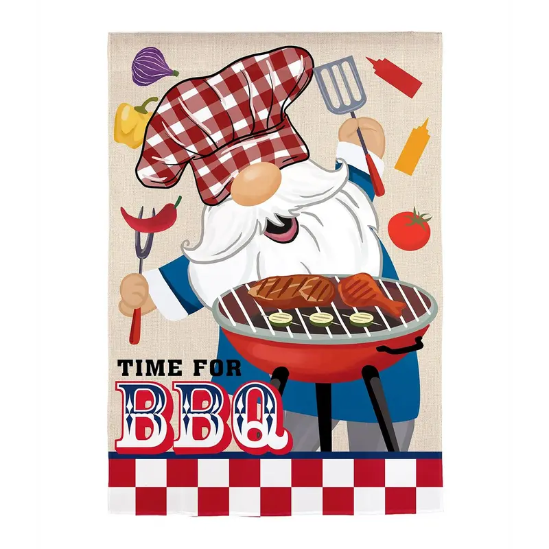 BBQ Gnome Suede House Flag