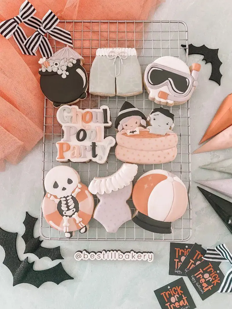 Be Still Bakery Class Cookie Cutters - Ghoul Pool Party Class - Set of 8  Cookie Cutters - Online Class not Included