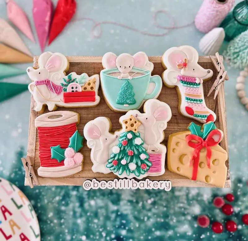 Be Still Bakery Class Cookie Cutters - Merry Mouse-mas Class - Set of 6 Cookie Cutters - Online Class not Included