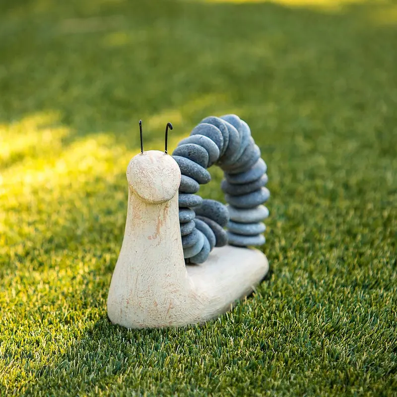 Beach Pebble Snail - Grey Stones Set of 2 By Garden Age Supply