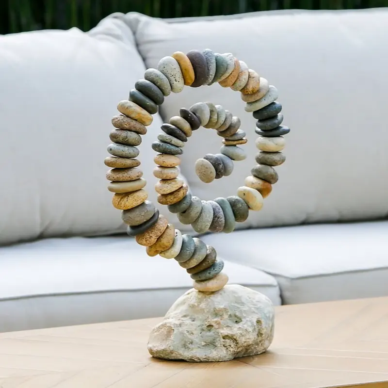 Beach Pebble Spiral on White Stone By Garden Age Supply