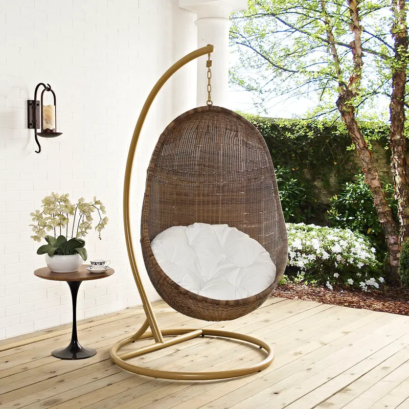 Bean Outdoor Patio Wood Swing Chair With Stand By Modway - EEI-2277