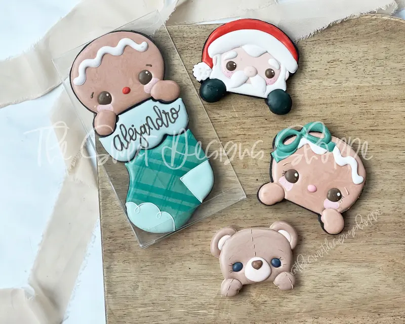 Bear, Santa, Gingerboy, Gingergirl, Three Stocking Set - Set of 6 - Cookie Cutters
