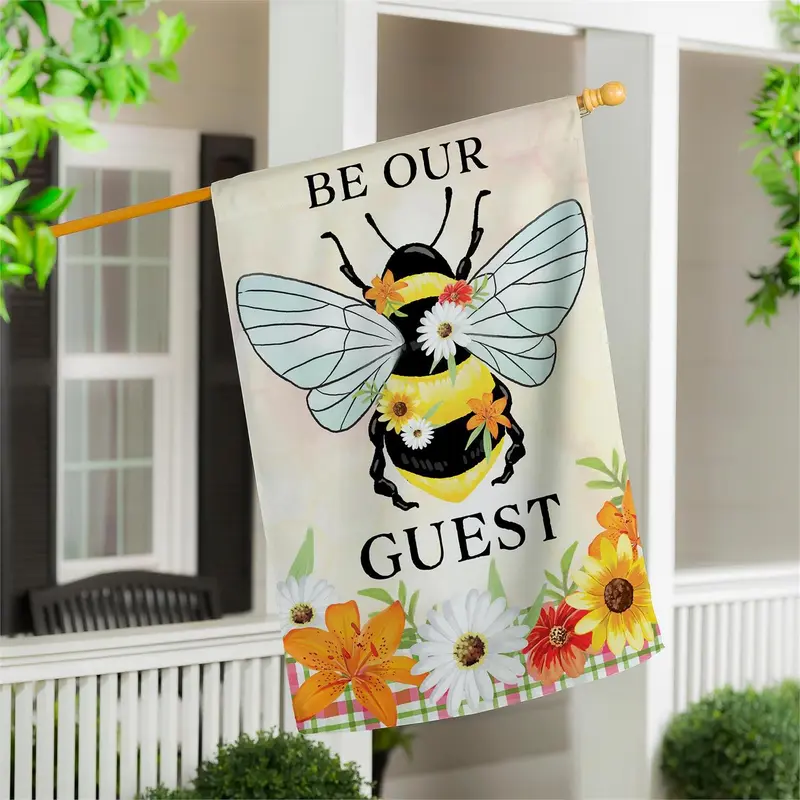 Bee Summer Burlap House Flag