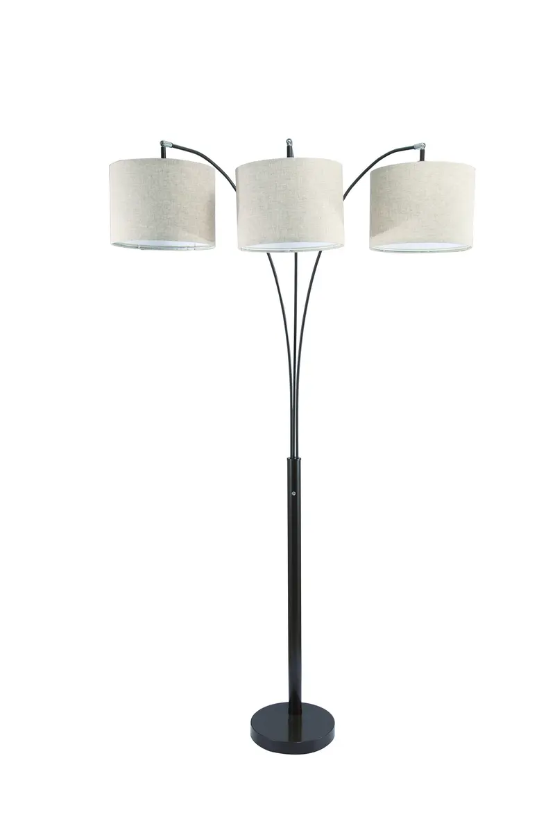 Beige And Espresso Brown Three Lights Tree Floor Lamp With Beige Drum Shade By Homeroots