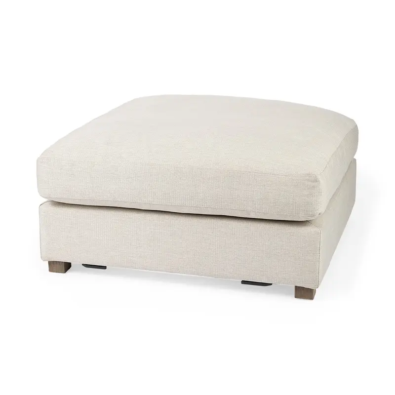 Beige Fabric Covered Full Size Ottoman By Homeroots