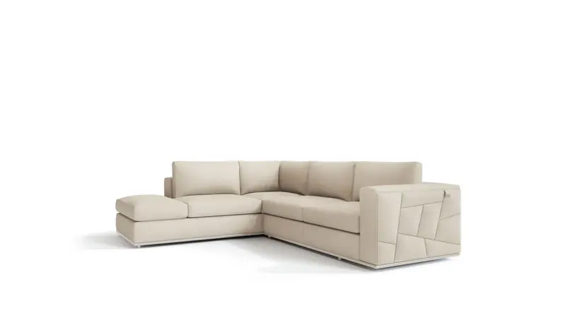 Beige Italian Leather Reclining L Shaped Two Piece Corner Sectional By Homeroots