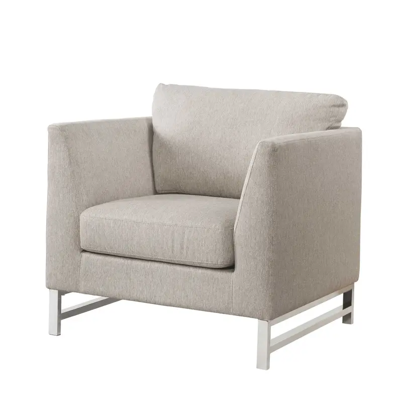 Beige Linen Upholstery Metal Leg Chair By Homeroots